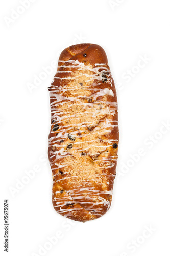Holiday Cinnamon Apple and Raisin Bread on white background. Selective focus.
