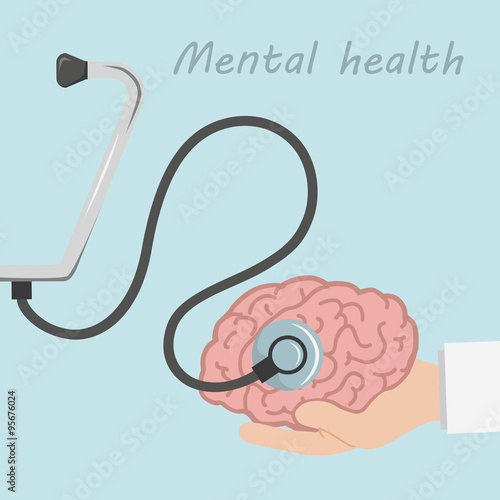 Brain and stethoscope, medical concept