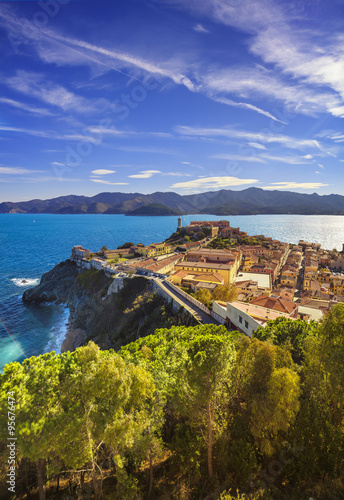 Photos Elba island, Portoferraio aerial view. Lighthouse and fort. Tusc