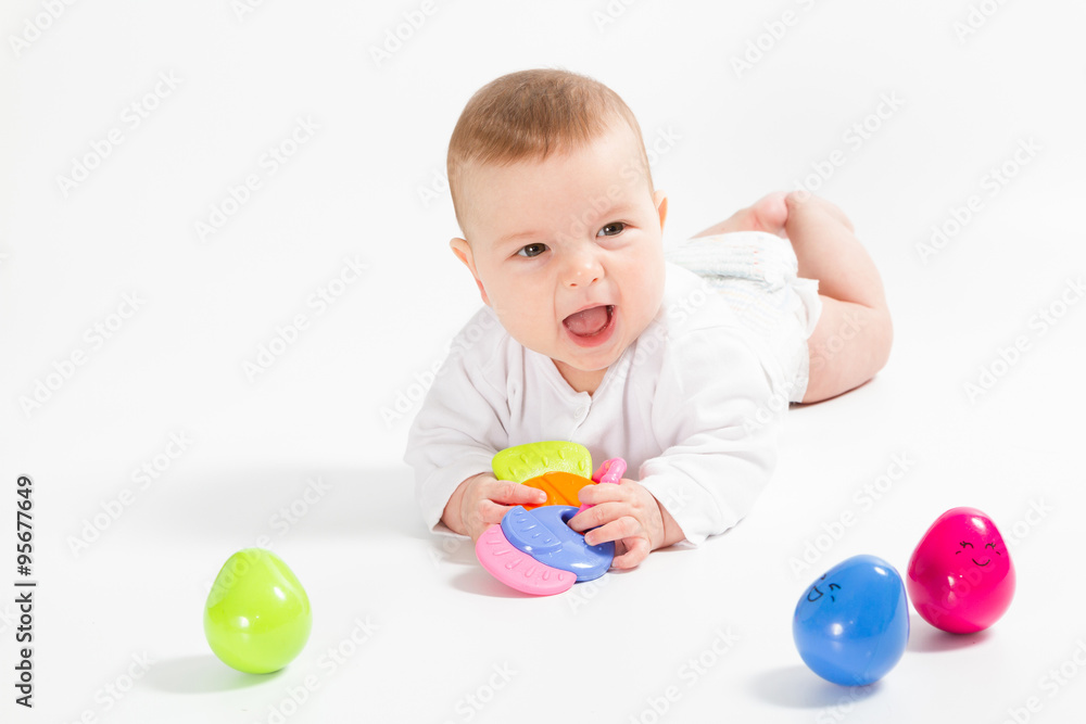 Baby newborn in the shirt closeup on white background. Baby newborn in the shirt closeup on white background.