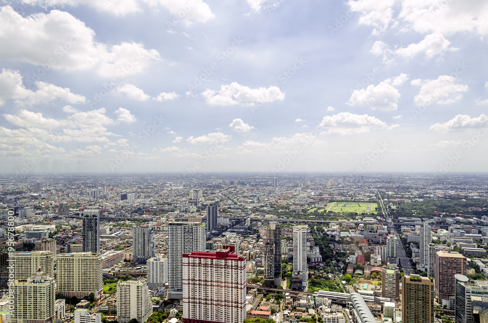 bangkok view from Baiyoke Tower II on 3 July 2014 BANGKOK - July 3: Baiyoke Tower II is the tallest building in Thailand with 328.4 m. july 3, 2014 in Bangkok, Thailand
