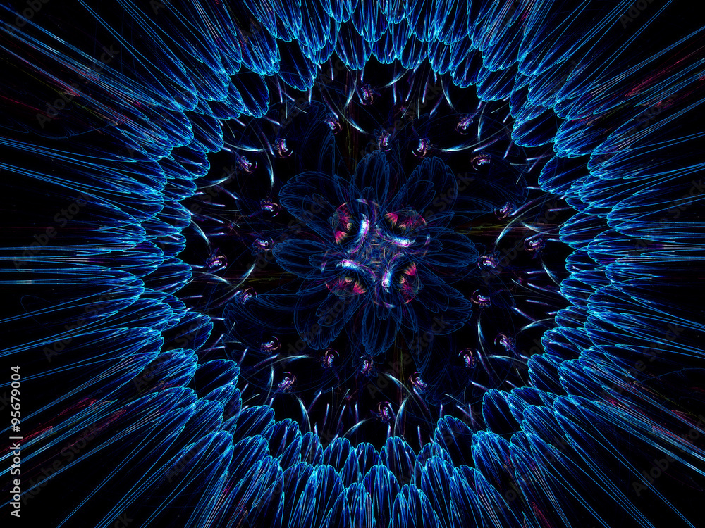 Obraz premium Abstract digitally generated blue background with flower,
