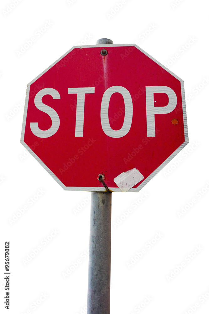 Obraz premium old red stop road sign