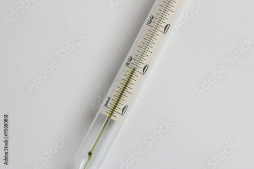 thermometer closeup on a light background