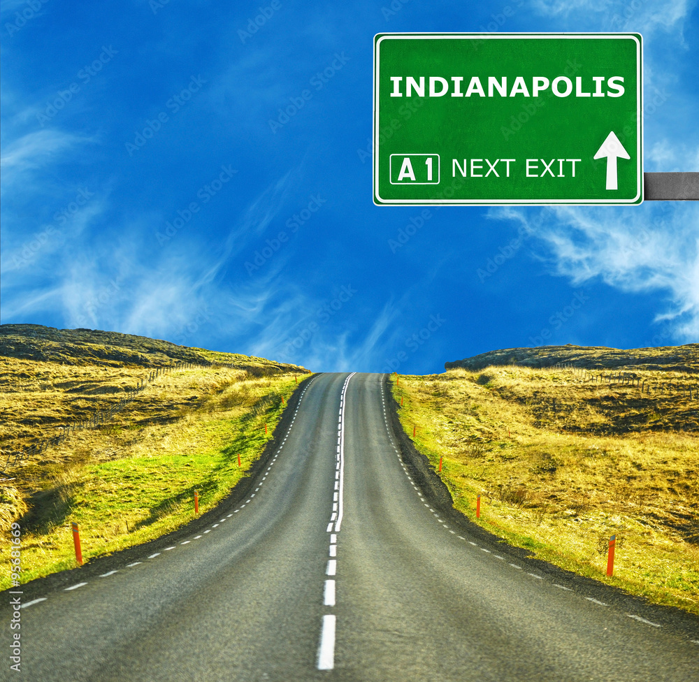 INDIANAPOLIS road sign against clear blue sky