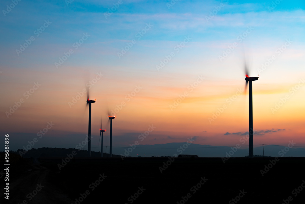 Sunset above the windmills Sunset above the windmills
