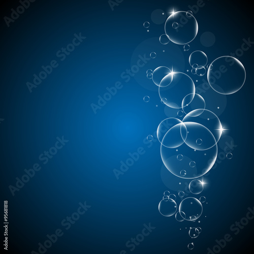 Water bubbles on a blue and Black background EPS10 illustration