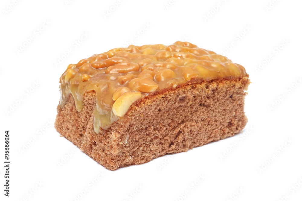 homemade toffee cake on white background homemade toffee cake on white background