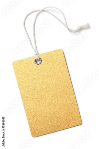 Blank golden paper price or gift tag isolated 