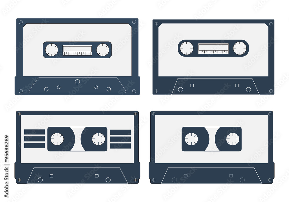 Fototapeta premium Set of various audio cassette tapes