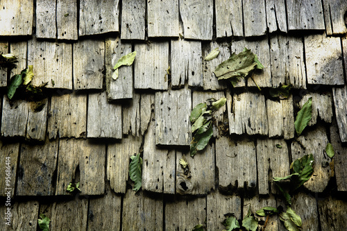  roof covered with tiles out of wooden