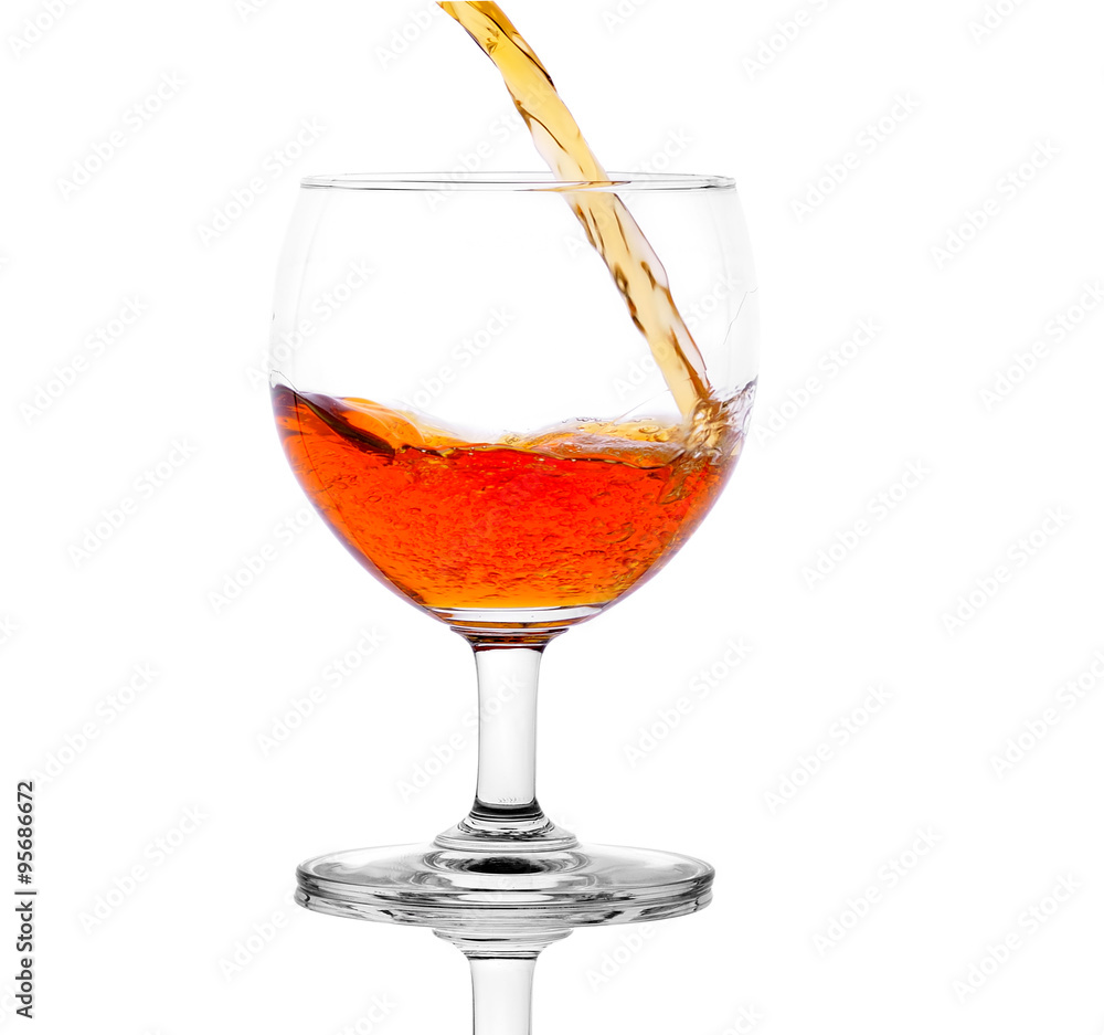 Glass of brandy on on white background Glass of brandy on on white background