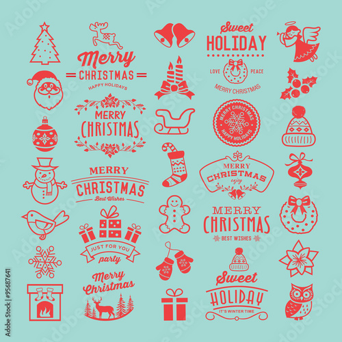 Christmas design elements, logos, badges, labels, icons, decoration and objects.