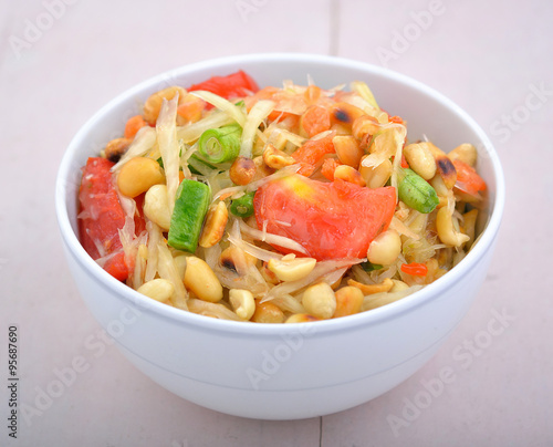 traditional Thai papaya salad or somtum