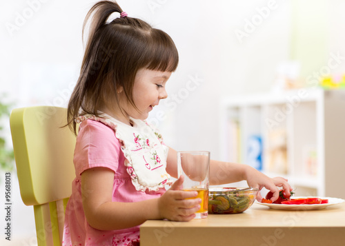 Kid little girl eating heal...