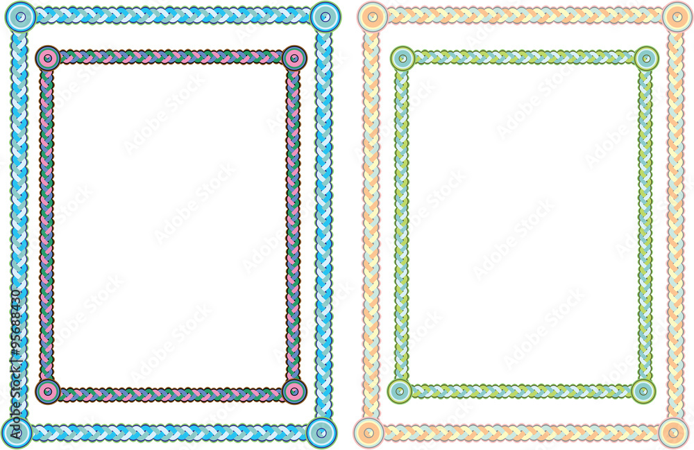 Разноцветные рамки для текста в виде плетеной косички Stock Vector | Adobe  Stock