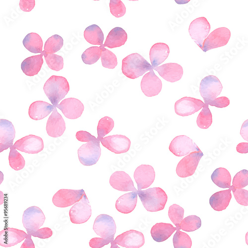 Fototapeta Naklejka Na Ścianę i Meble -  Background with delicate flowers and petals. Watercolor seamless pattern 2