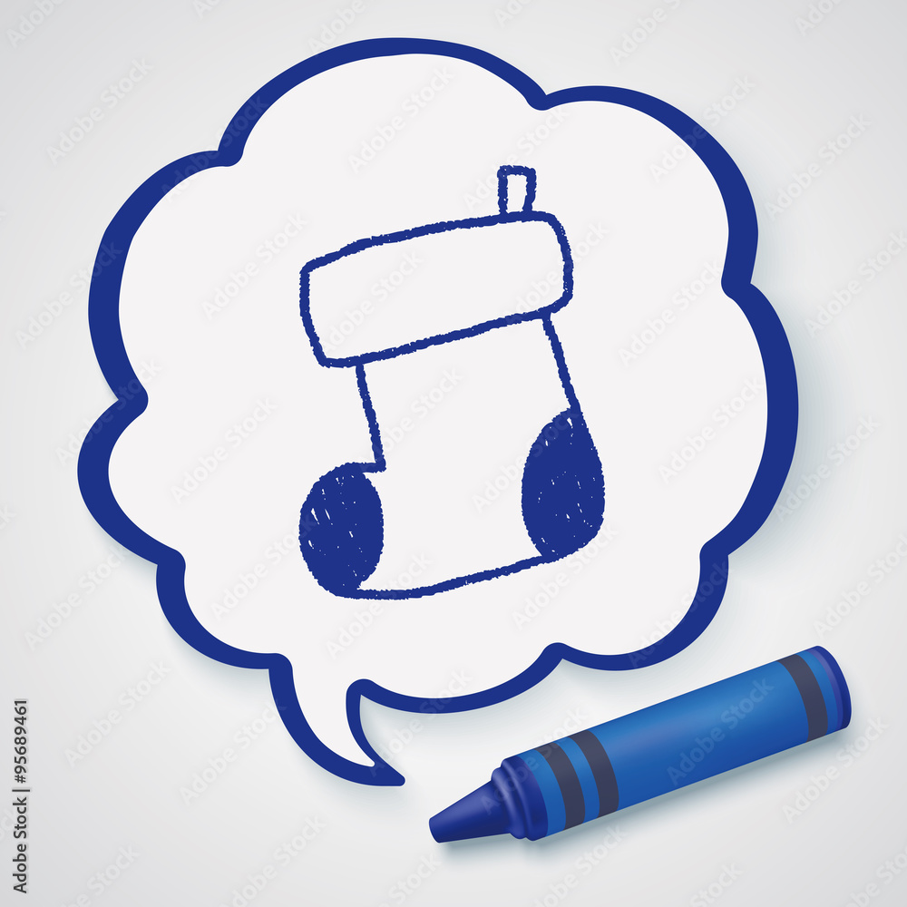 Fototapeta premium Christmas socks doodle drawing