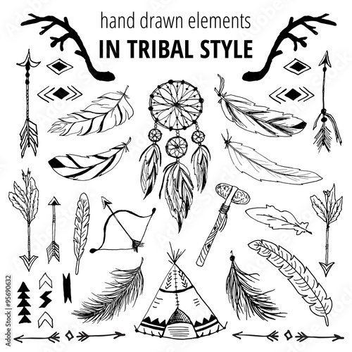 Vector set with tribal, indian elements