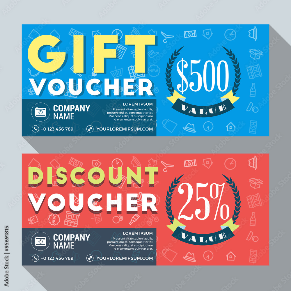 Gift and Discount Voucher Vector Design Print Template. Vector Illustration