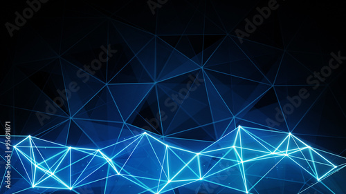 glowing blue polygon backgr...