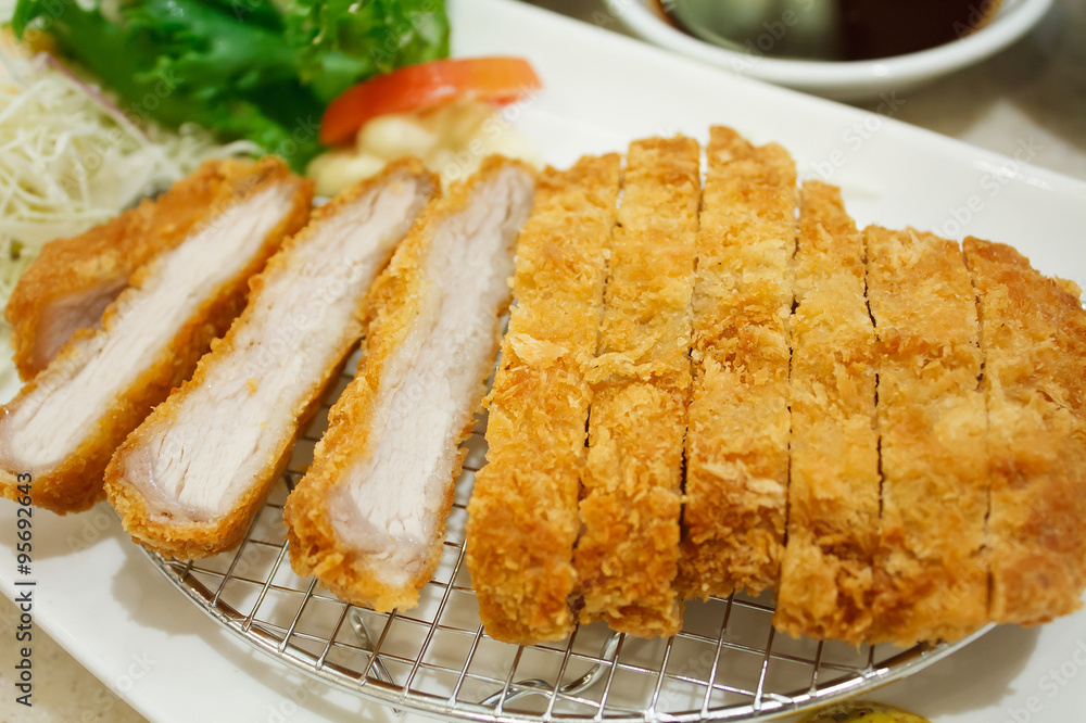 breaded pork cutlet, japanese food style tonkatsu