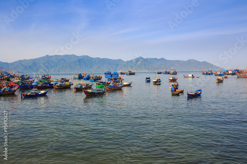 Wallpaper Mural large group of Vietnamese fishing boats in azure sea Torontodigital.ca