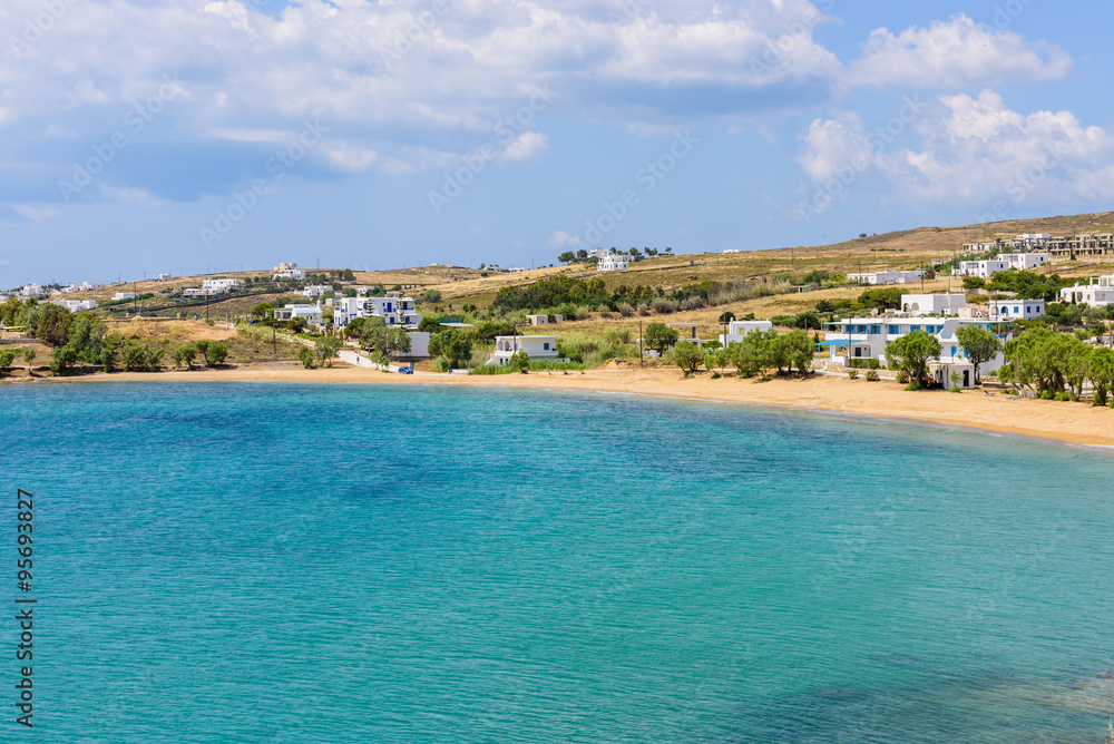 Scenic Logaras beach at Pisso Livadi village, Paros island, Cyclades, Greece.