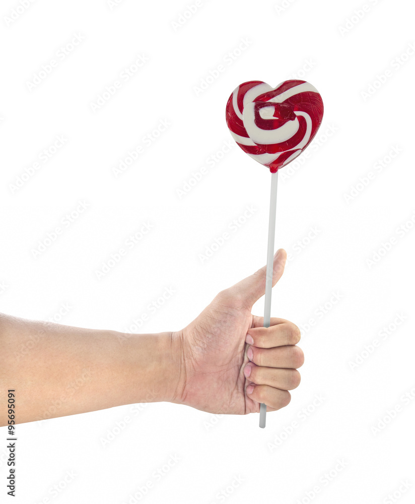 Hand Holding a heart lollipop