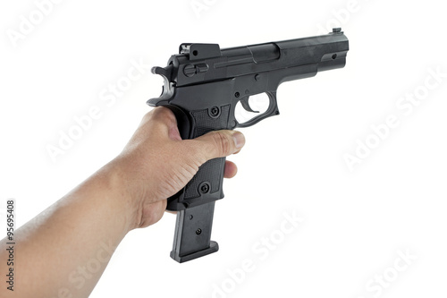 hand holding a handgun