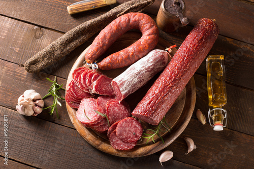 assortment of sausages
