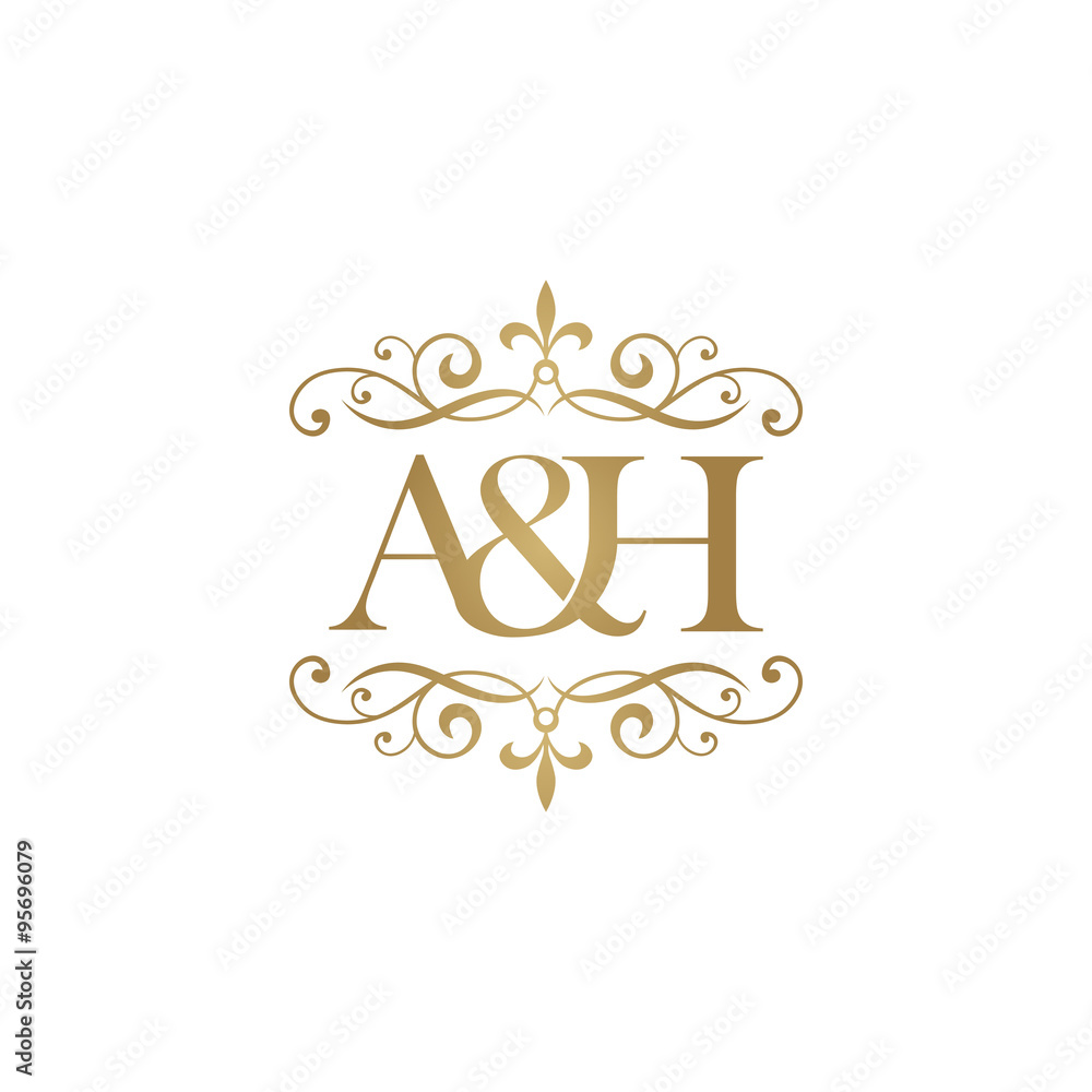 A&H Initial logo. Ornament ampersand monogram golden logo Stock Vector Adobe Stock