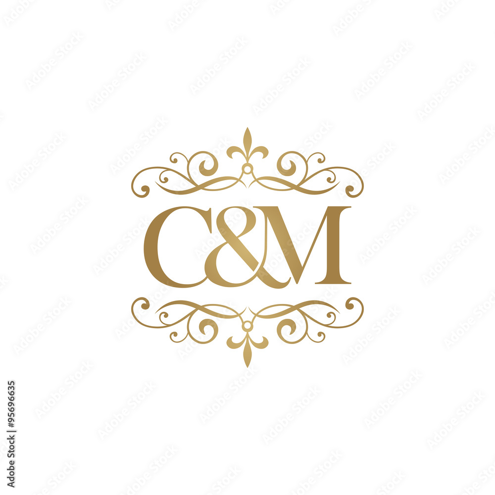 C&M Initial logo. Ornament ampersand monogram golden logo Stock Vector |  Adobe Stock
