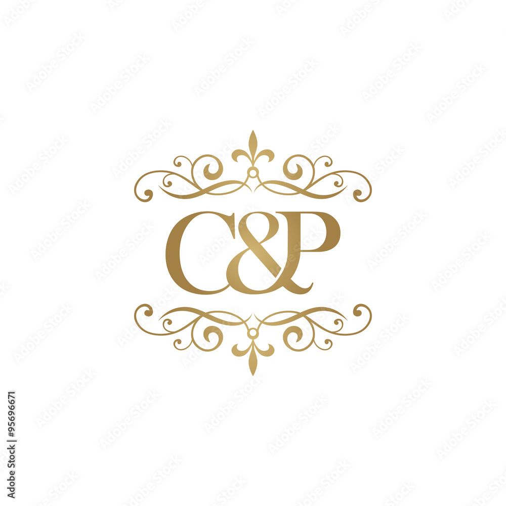C&P Initial logo. Ornament ampersand monogram golden logo Stock Vector |  Adobe Stock