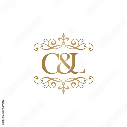 C&L Initial logo. Ornament ampersand monogram golden logo