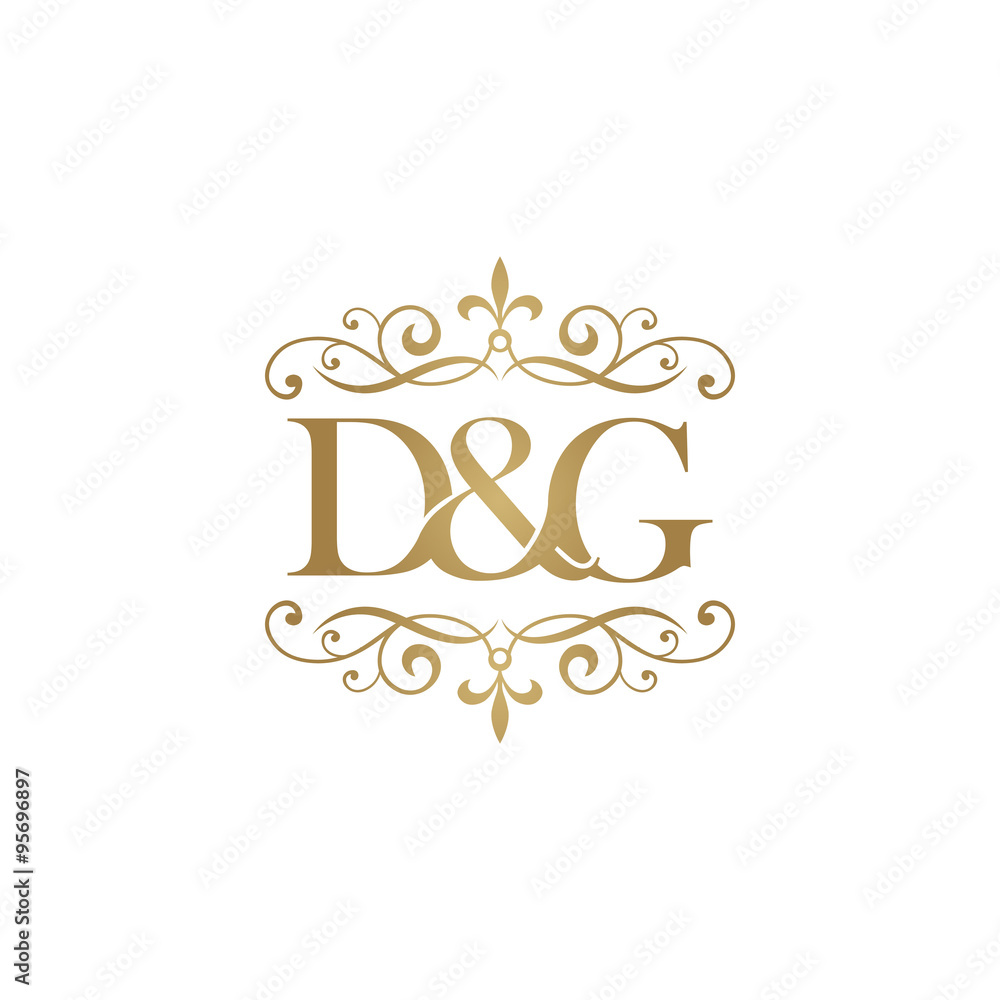 D&G Initial logo. Ornament ampersand monogram golden logo Stock Vector