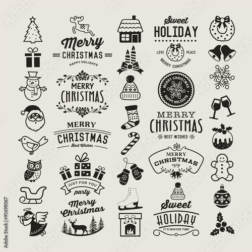 Christmas design elements, logos, badges, labels, icons, decoration and objects.