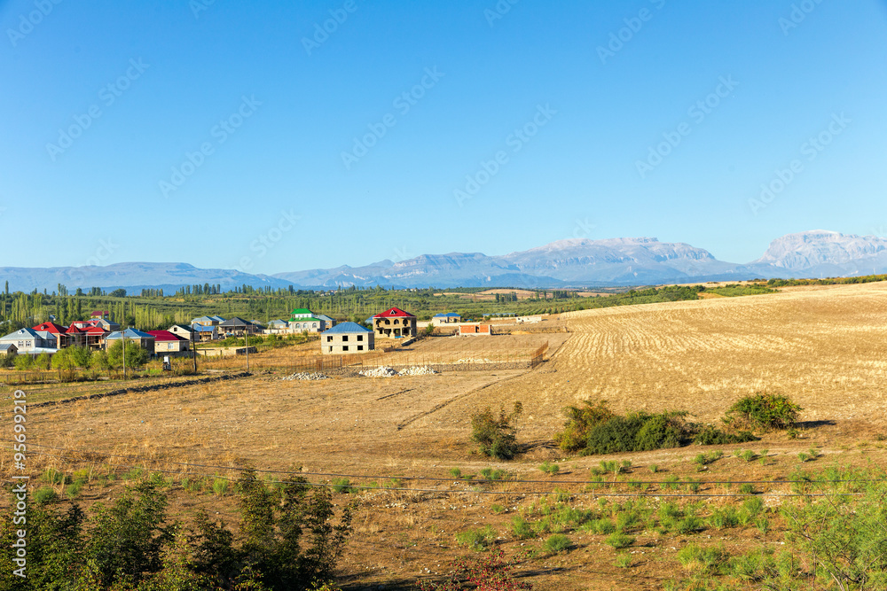 Rural landscape with a mountain view. The Republic of Azerbaijan