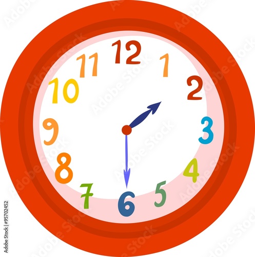 red clock face