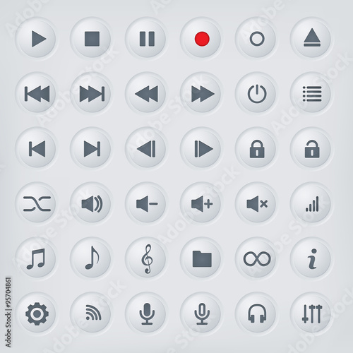 Media player control buttons collection
