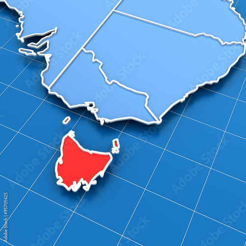 Australia map with Tasmania state highlighted
