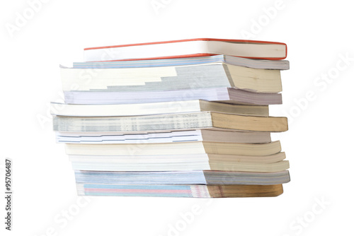 Stack of book on white background