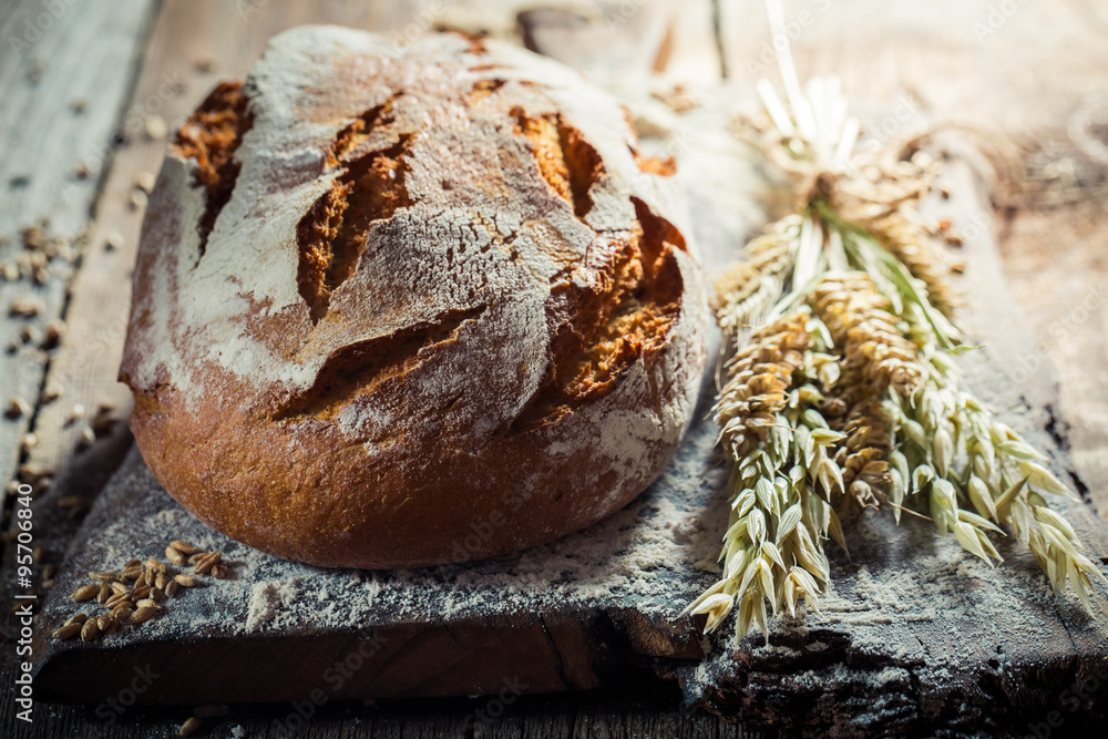 Homemade loaf of bread for breakfast