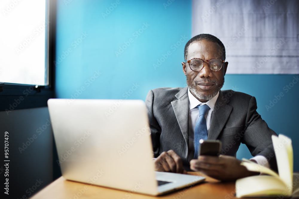 Businessman Computer Technology Internet Working Concept Businessman Computer Technology Internet Working Concept
