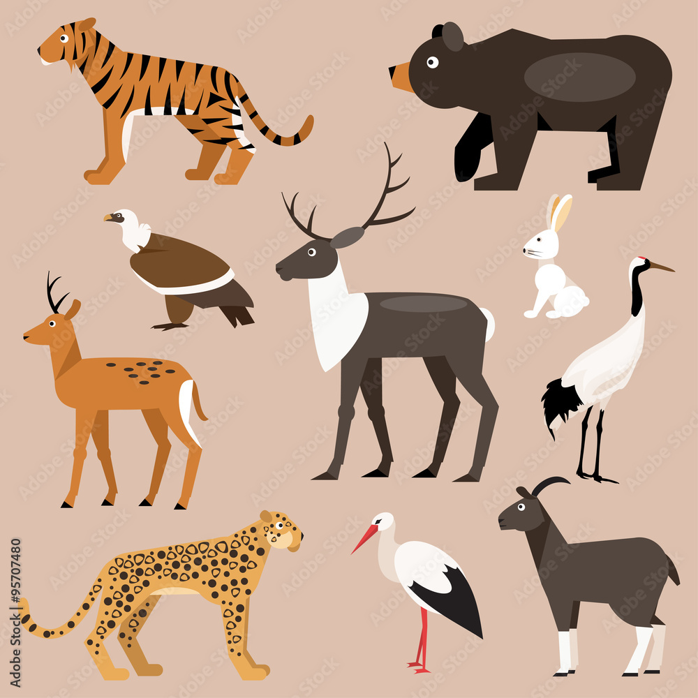 Obraz premium Set of animal Far East. Vector Illustration