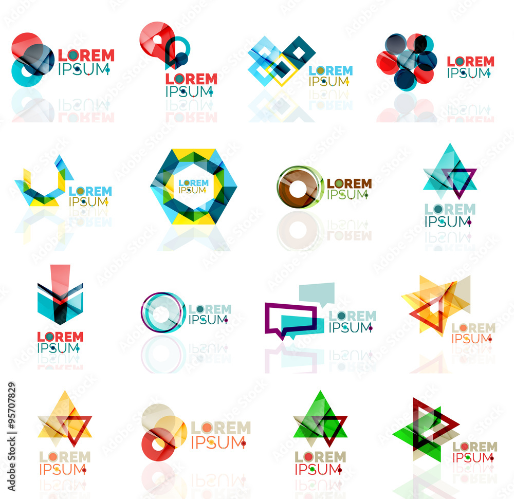 Fototapeta premium Geometric shapes company logo set, paper origami style