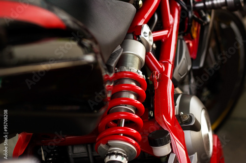 Red Shock Absorber's and frame motorcycle