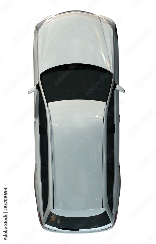 Fototapeta premium Family Car top view - isolated on white background