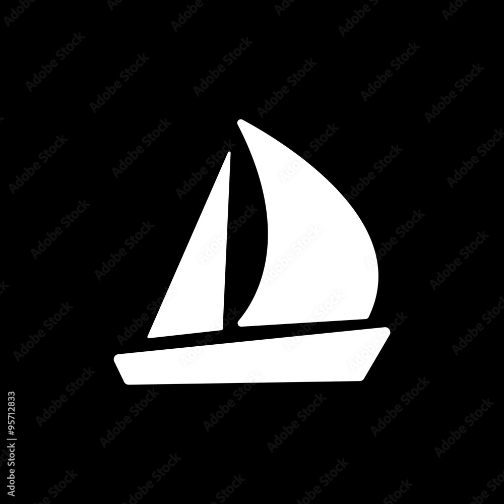 The sailboat icon. Sailing ship symbol. Flat The sailboat icon. Sailing ship symbol. Flat