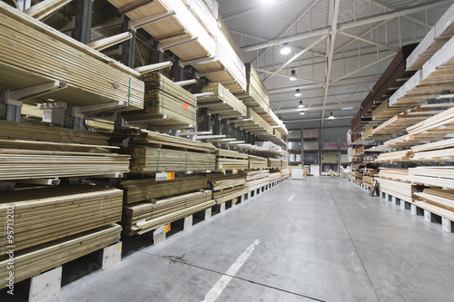 warehouse with variety of timber for construction and repair